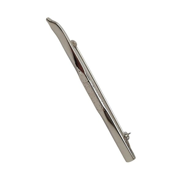 Snow Cross Country Silver Tone Vintage Ski Pin Brooch 2.5 in - Picture 2 of 4